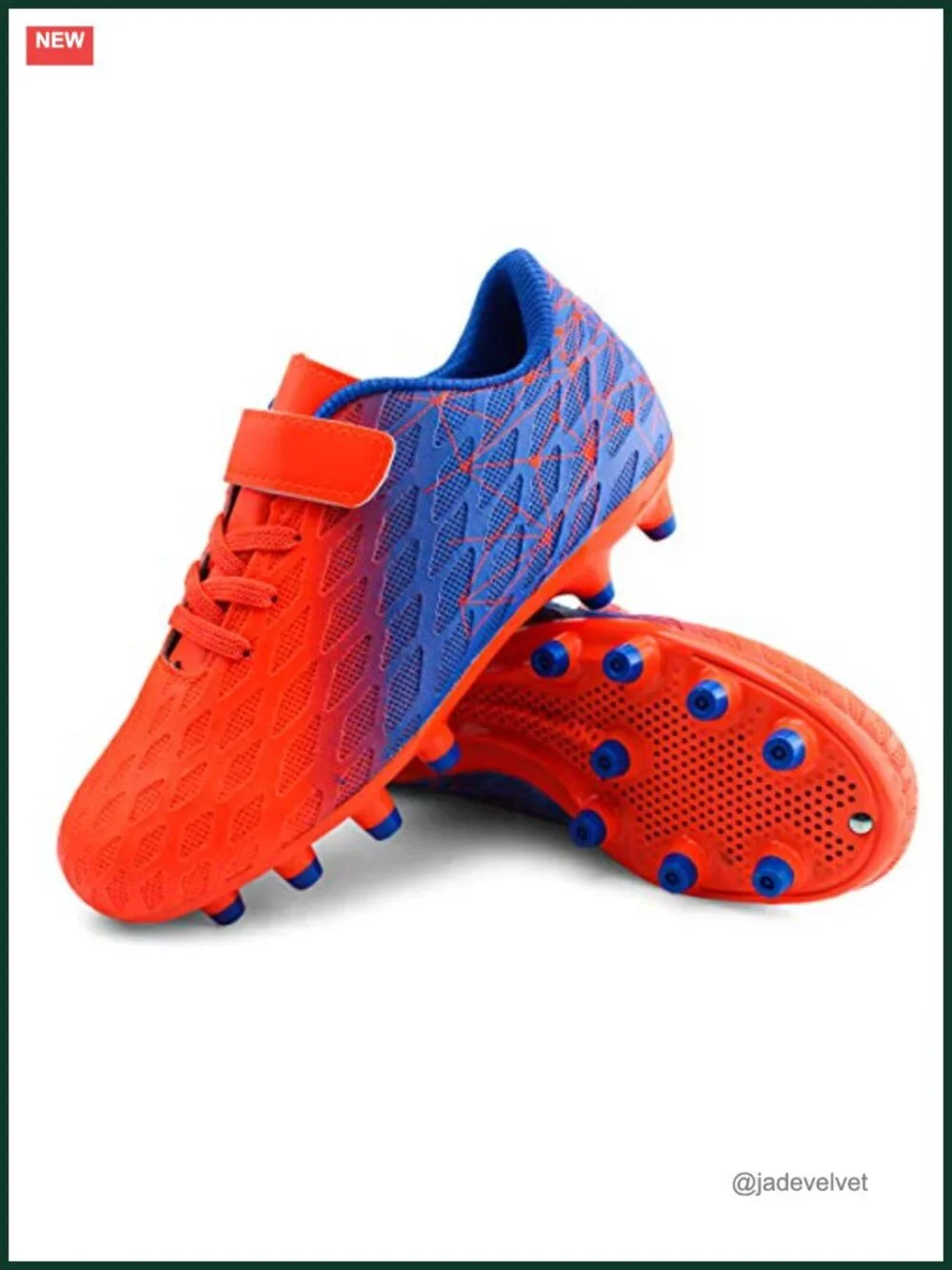 Kids Firm Ground Soccer Cleats Athletic Outdoor Football Shoes Hook & Loop